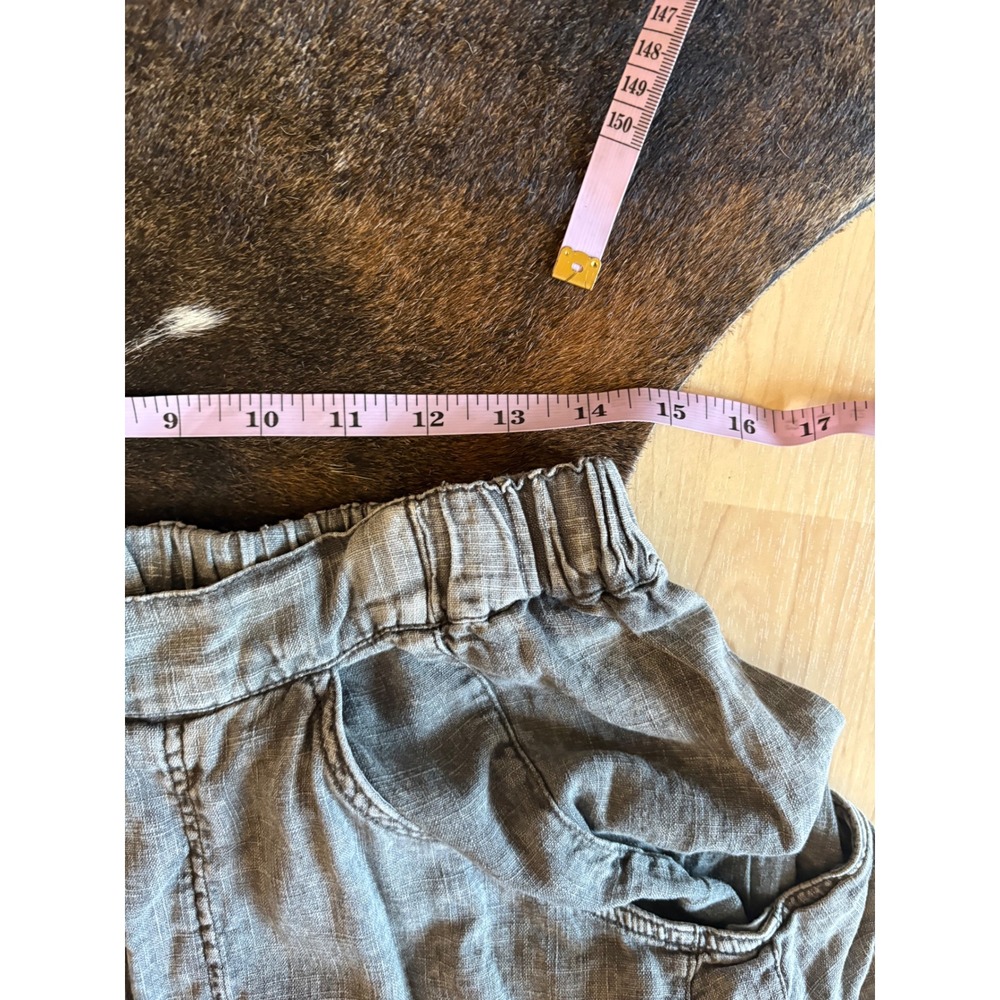 FREE PEOPLE High Road Pull On Linen Blend Barrel Pants Size Large Acid Wash - Picture 4 of 9